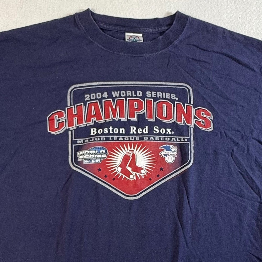 Boston Red Sox 2004 World Series Champions Delta T-Shirt Mens 2XL Navy‎ Blue VTG